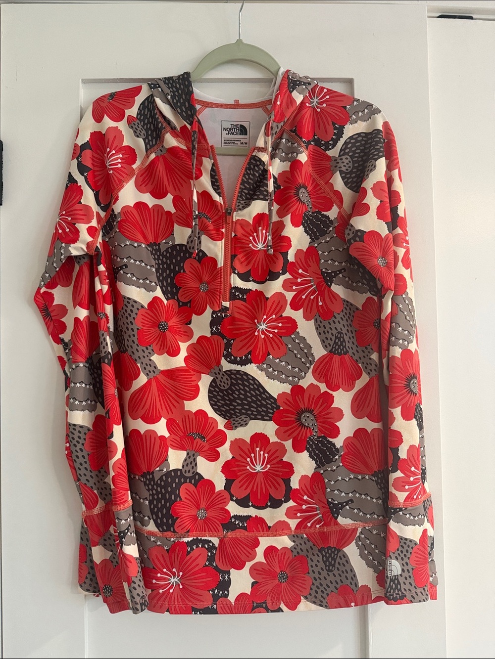 The North Face Kids Floral Red and Cream Hoodie